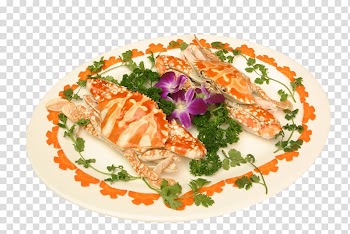 Seafood Crab Asian cuisine Smoked salmon, Tidal frozen red crab material transparent background PNG clipart