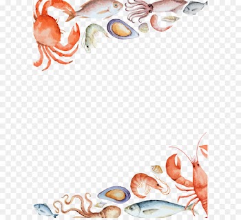 Seafood Crab - Vector seafood border background 