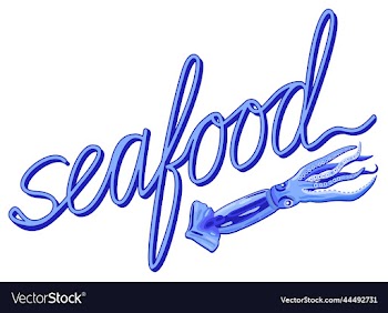 seafood lettering with of squid