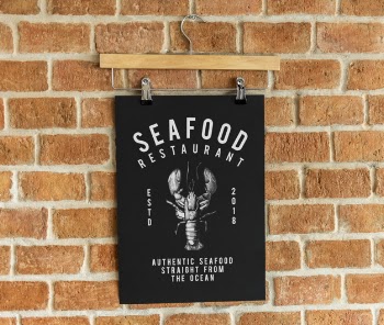 Seafood restaurant menu poster mockup Free Psd