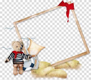 , Seagull Bear ribbons border transparent background PNG clipart