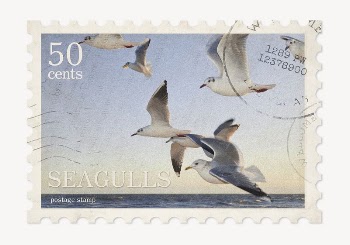 Seagulls postage stamp, animal collage | Free PSD - rawpixel