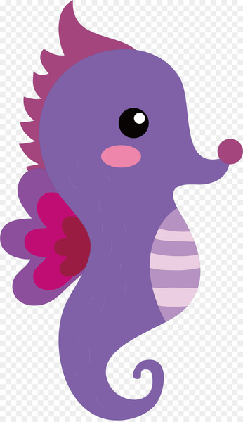 Seahorse Illustration - Vector hand-painted cute Seahorse 