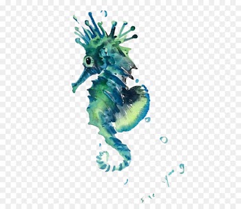 Seahorse Sea Creatures Watercolor painting - seahorse 