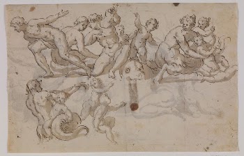 Seahorses, tritons, and putti riding | Free Photo - rawpixel