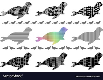 Seal silhouette mosaic set vector image