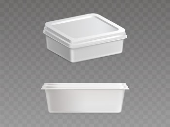 Sealed plastic container for food products vector Free Vector