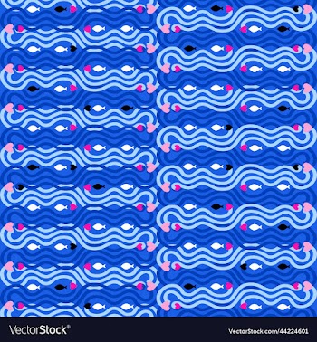 seamless abstract pattern with waves hearts and