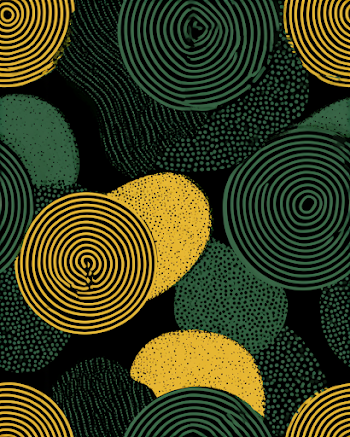 Seamless Ankara Inspired Pattern in Golden Yellow and Dark Sage Green