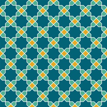 Seamless arabic geometric colored ornament in style girih .
