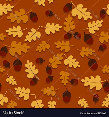 Seamless autumn background with oak leaves and vector image