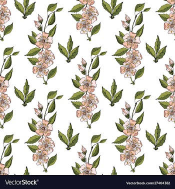 Seamless background with apple flowers and leaves vector image
