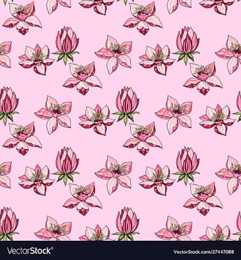 Seamless background with pink apple flowers vector image