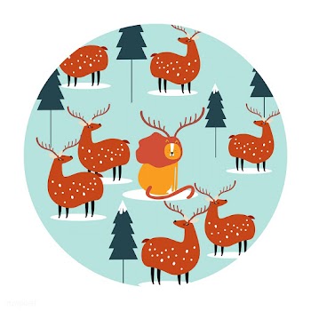 Seamless background with reindeers and lion v.. | Free stock vector - 518583