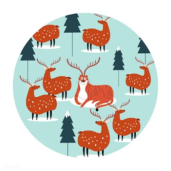Seamless background with reindeers and tiger .. | Free stock vector - 518587