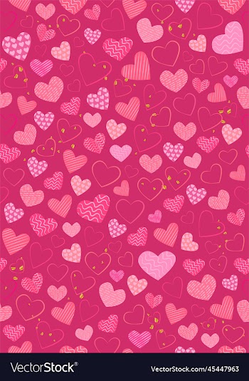 seamless background with various stylized hearts