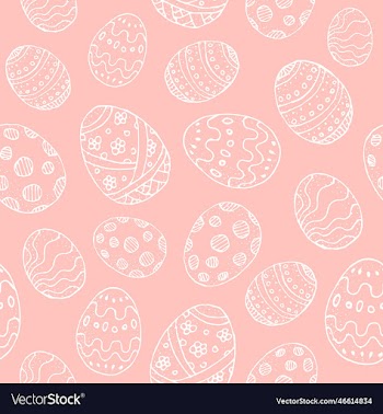 seamless background with white contour easter eggs