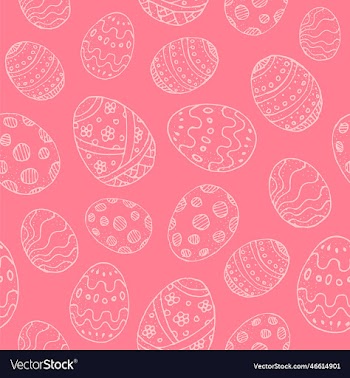 seamless background with white contour easter eggs