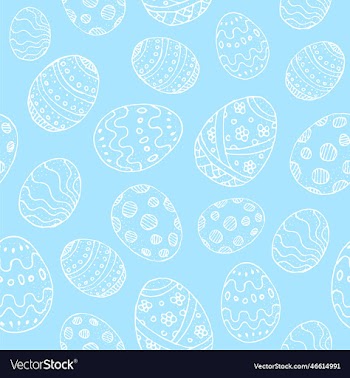 seamless background with white contour easter eggs
