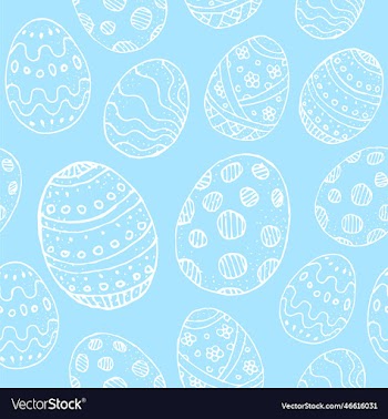 seamless background with white contour easter eggs