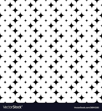 Seamless black and white abstract curved star vector image