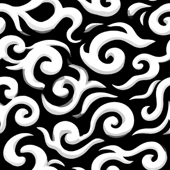Seamless Black and White Cartoon Water Swirls Texture