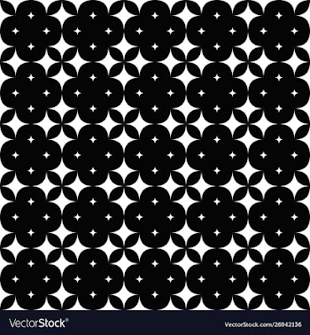 Seamless black and white curved star pattern vector image