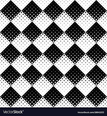 Seamless black and white curved star pattern vector image