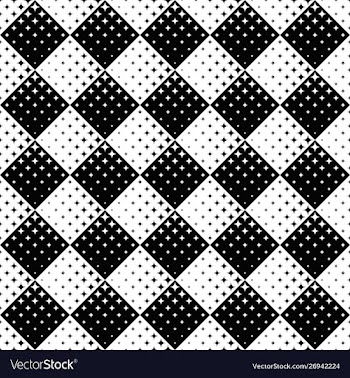 Seamless black and white curved star pattern vector image