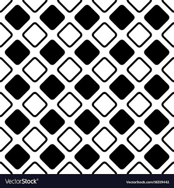 Seamless black and white diagonal rounded square vector image
