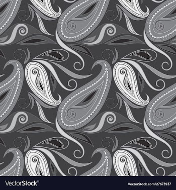 Seamless black and white paisley pattern vector image