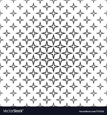 Seamless black white four edged star pattern vector image