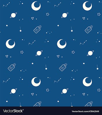 seamless blue moon star celestial pattern