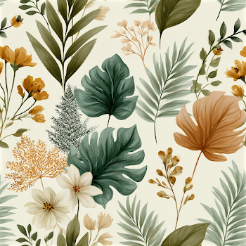 Seamless Botanical Fabric Pattern with Tropical Leaves