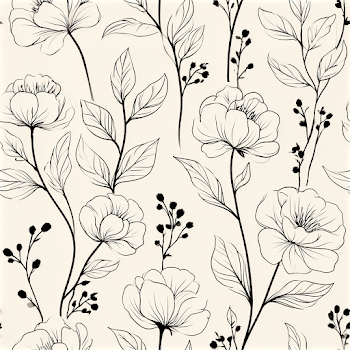 Seamless Botanical Line Art Pattern