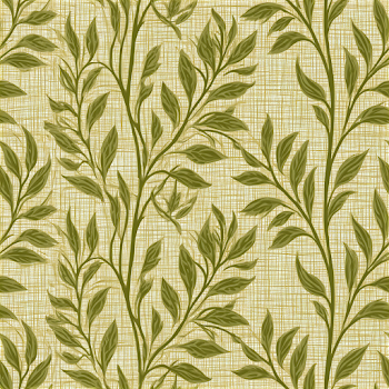 Seamless Botanical Wallpaper with Olive Green Leaves