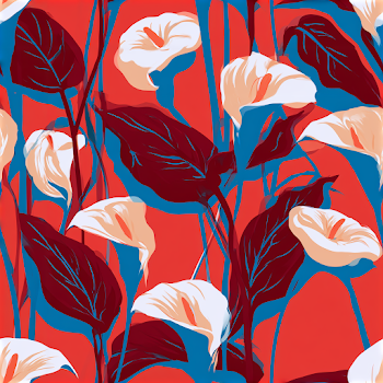 Seamless Calla Lily Floral Pattern on Bold Background