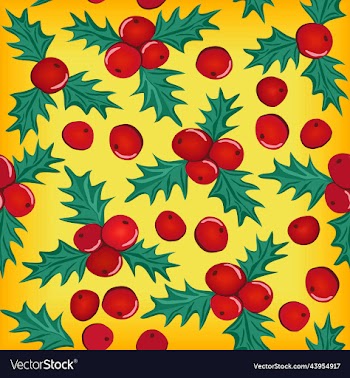 seamless christmas pattern with holly berries