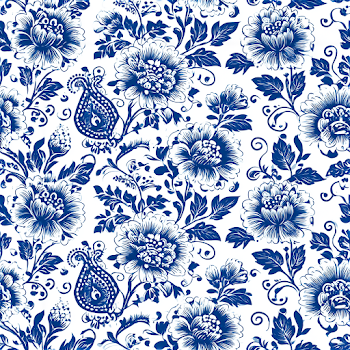 Seamless Cobalt Blue Floral Wallpaper Pattern