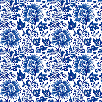 Seamless Cobalt Blue Floral Wallpaper Pattern