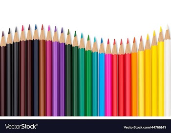 seamless colored pencils row with wave on lower