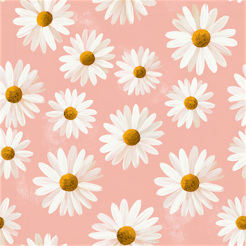 Seamless Daisy Pattern on Dusty Pink Background