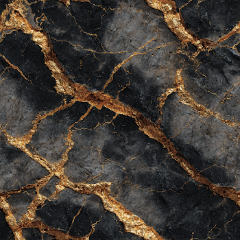 Seamless Deep Black Marble with Gold Veins Texture
