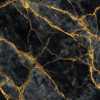 Seamless Deep Black Marble with Molten Gold Veins