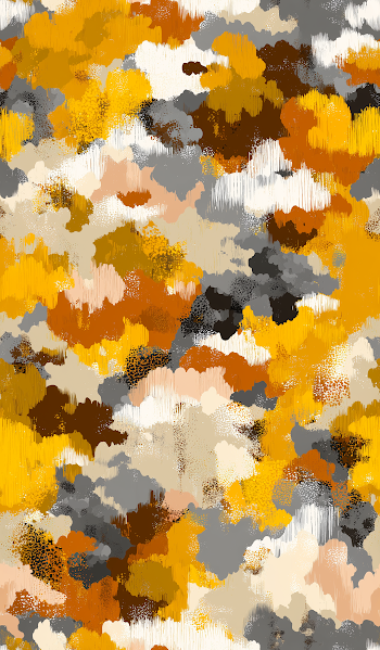 Seamless Digital Ink Brush Stroke Pattern in Mustard Yellow and Brown
