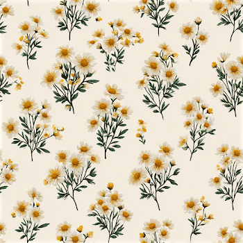 Seamless Ditsy Floral Pattern with Yellow and Ivory Wildflowers