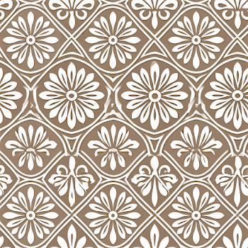 Seamless Floral Medallion Pattern on Warm Taupe Background