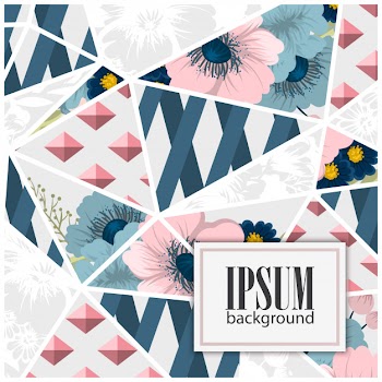 Seamless floral patchwork pattern with geometrical elements