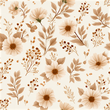 Seamless Floral Pattern in Cream and Soft Brown