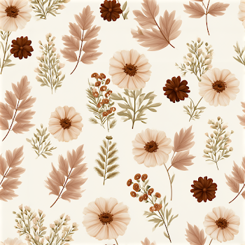 Seamless Floral Pattern in Cream and Soft Brown